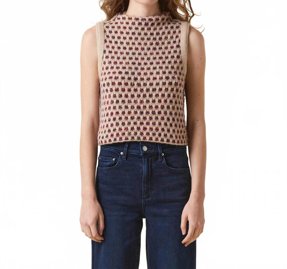 NEW LE JEAN bella sweater vest in burgundy honeycomb